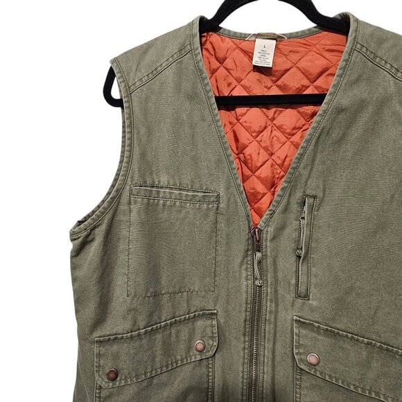Duluth Trading Co Women's Can-Do Canvas Work Cotton Olive Barn Vest - Picture 3 of 11